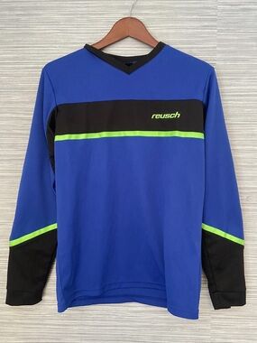 Reusch Men’s Blue Long-Sleeve Jersey with Neon Green Accents